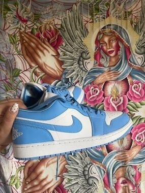 Nike University Blue Jordans Low-Top Sneakers in Blue and White